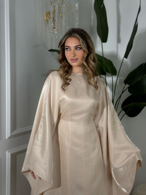 جلابية ملاك (بيج)Batwing Sleeve Long Dress