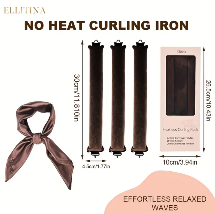 Ellitina, 4pcs Effortless Overnight Hair Curlers Set - Black