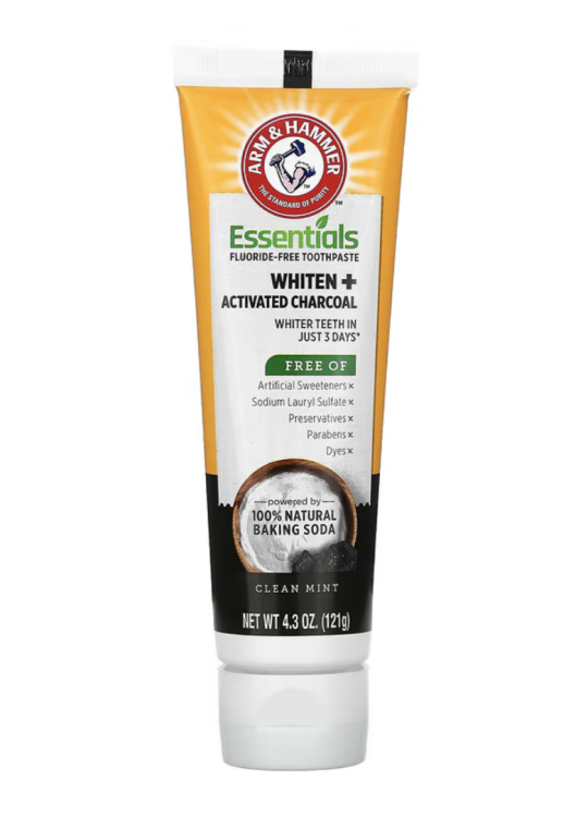 Arm and Hammer, Whiten+ Activated Charcoal, Fluoride-Free Toothpaste, Clean Mint