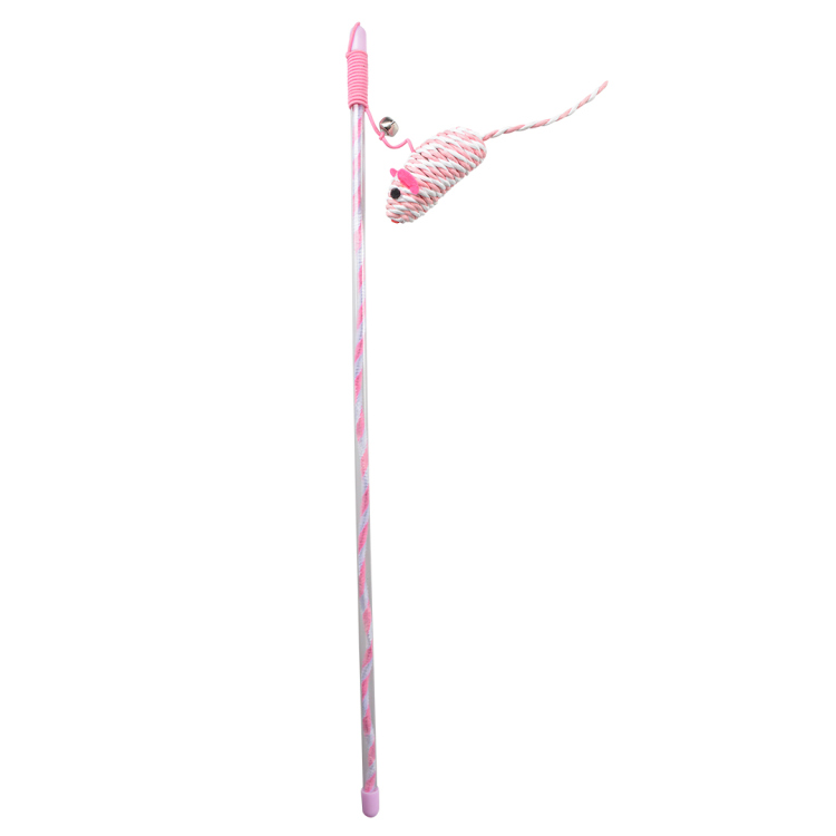 Playing rod catchy paper mouse pink