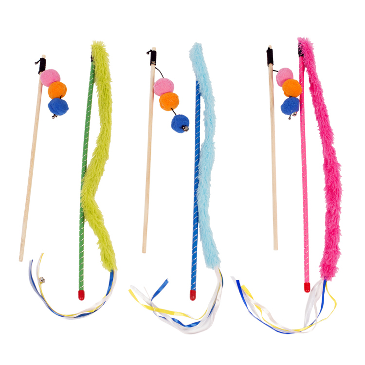 Playing rod set plush tail & balls mix