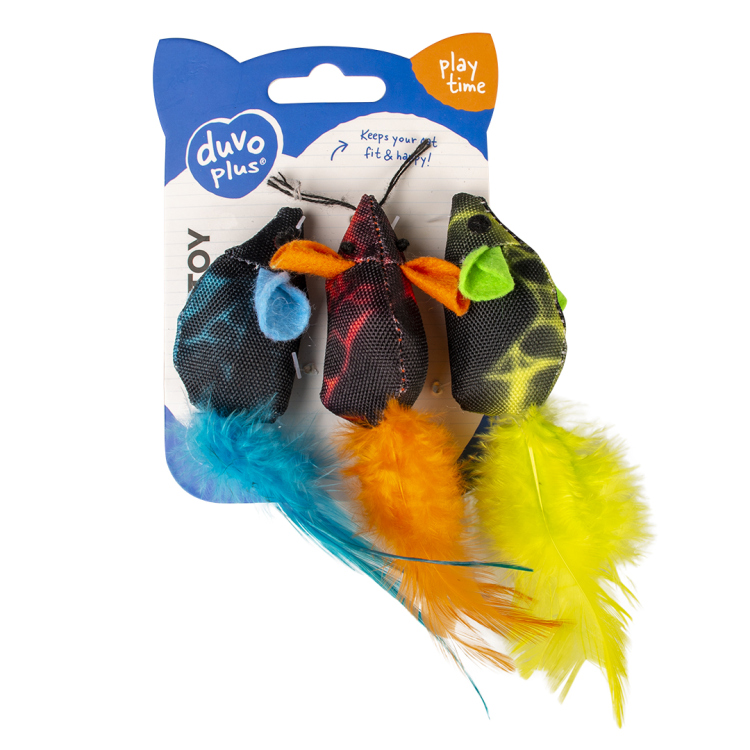 Flash mice with feathers 3pc multicolour