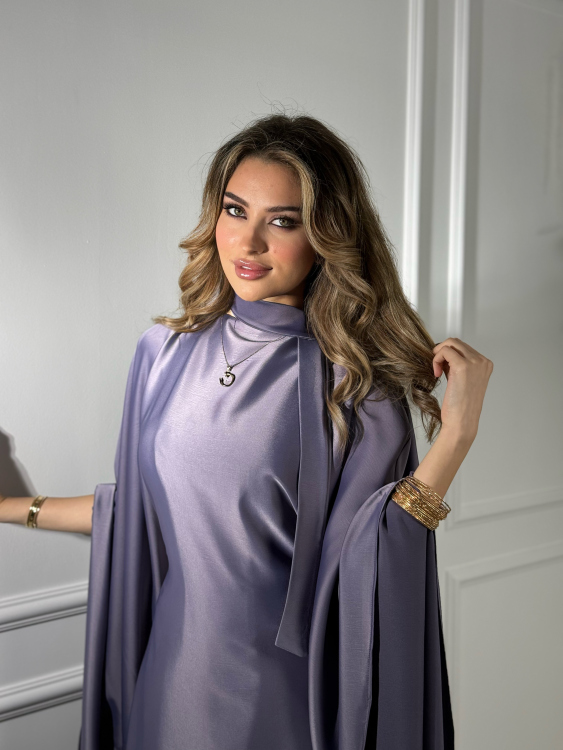 جلابية ملاك (بنفسجي)Batwing Sleeve Long Dress