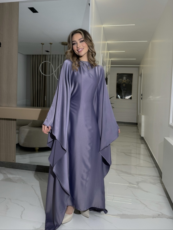 جلابية ملاك (بنفسجي)Batwing Sleeve Long Dress