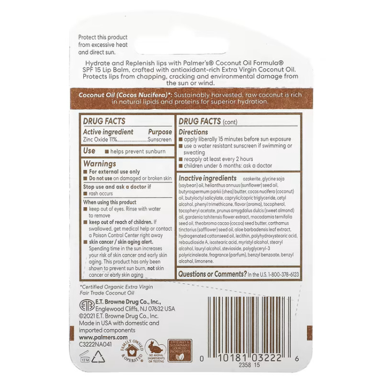 PALMER'S, Coconut Oil With Vitamin E Lip Balm - SPF 15