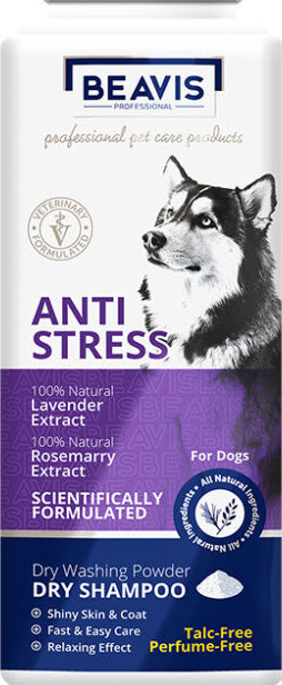 beavis anti-stress dry shampoo powder for dogs