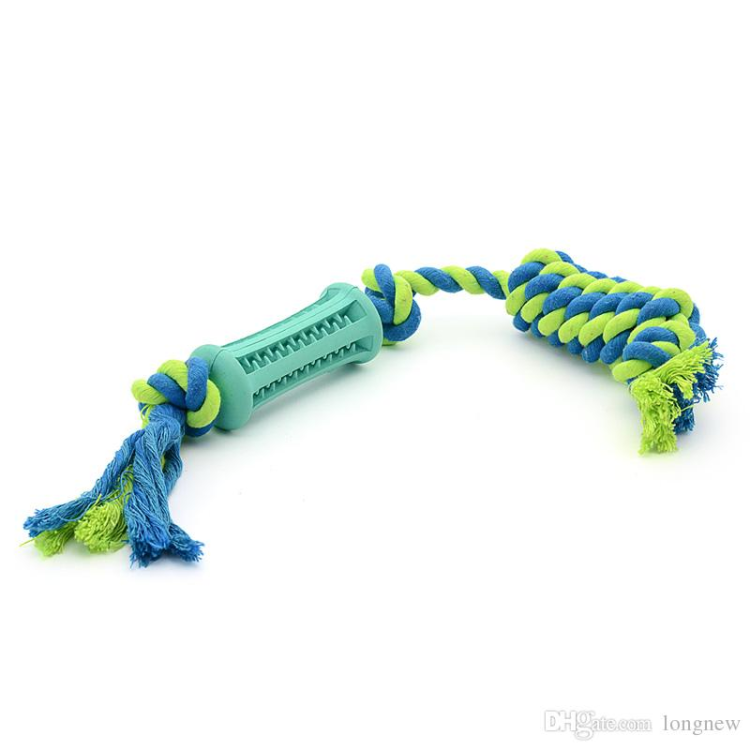 Dog chewing toy rubber with rope