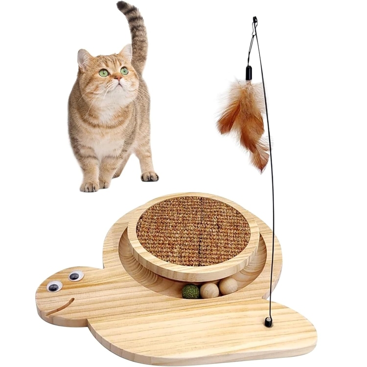 Cat Scratcher - 4th Gen Interactive Toy for Indoor Cats with 3-in-1 Features: Spring Ball, Cat Scratching Pad, Sisal Ball
