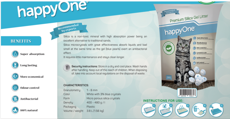 HappyOne Silica gel based Cat litter 3,8 litter