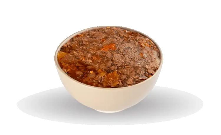 كلب فور باوز شرائح لحم العجل مع الخضار والجيلو