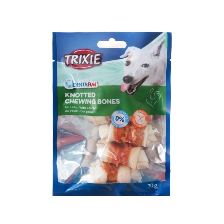 Trixie denta fun knotted chewing bones chicken 70g