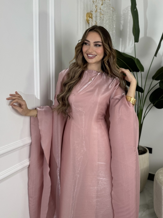 جلابية ملاك (nude-pink)Batwing Sleeve Long Dress