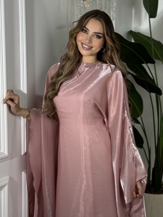 جلابية ملاك (nude-pink)Batwing Sleeve Long Dress