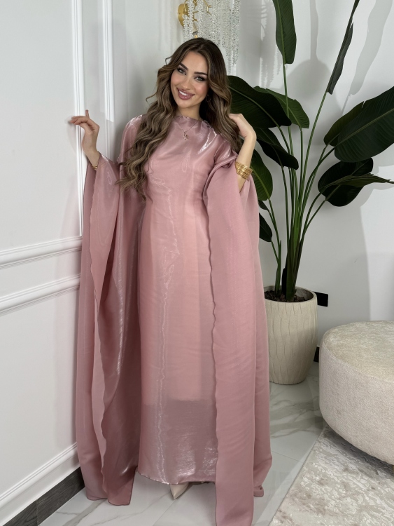 جلابية ملاك (nude-pink)Batwing Sleeve Long Dress