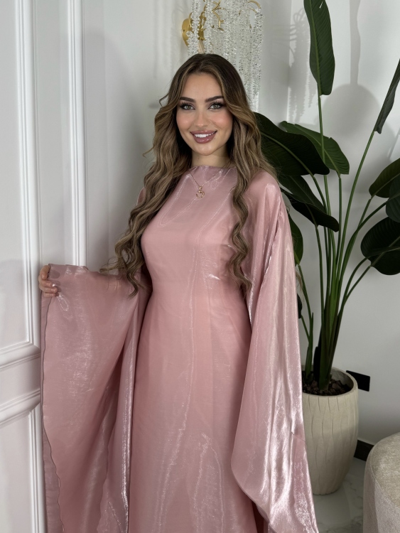 جلابية ملاك (nude-pink)Batwing Sleeve Long Dress