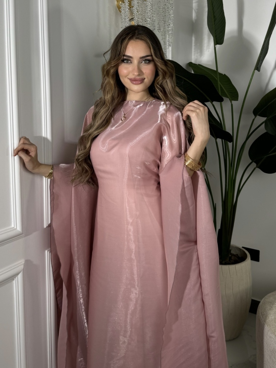 جلابية ملاك (nude-pink)Batwing Sleeve Long Dress