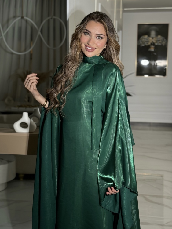 جلابية ملاك (green)Batwing Sleeve Long Dress