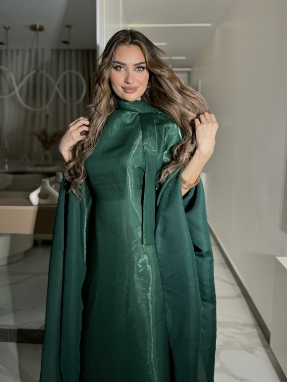 جلابية ملاك (green)Batwing Sleeve Long Dress