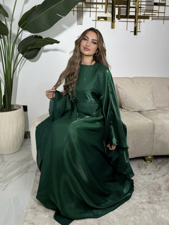 جلابية ملاك (green)Batwing Sleeve Long Dress