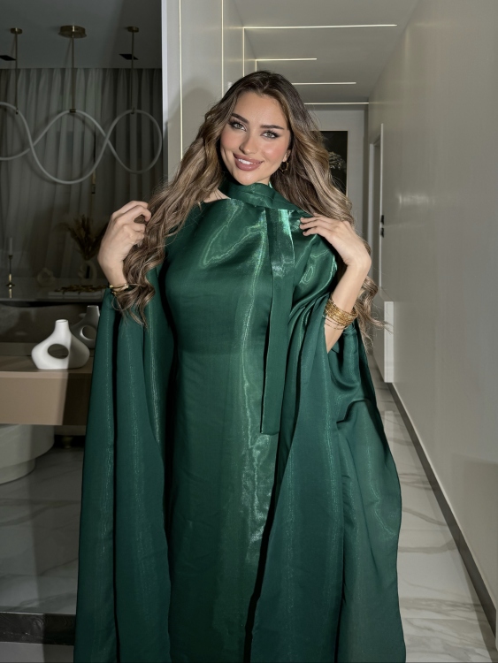 جلابية ملاك (green)Batwing Sleeve Long Dress