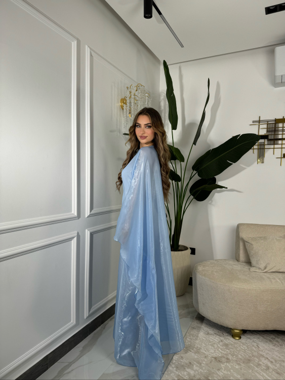 جلابية ملاك (baby-blue)Batwing Sleeve Long Dress