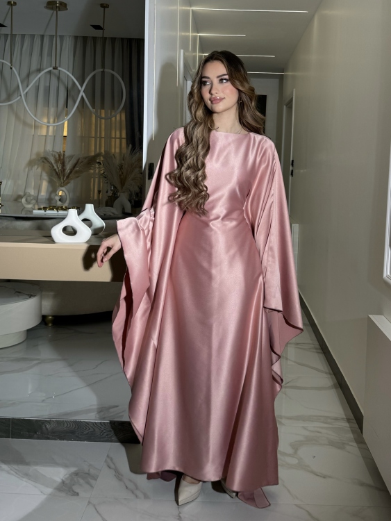 جلابية ملاك (حجز) (pink)Batwing Sleeve Long Dress