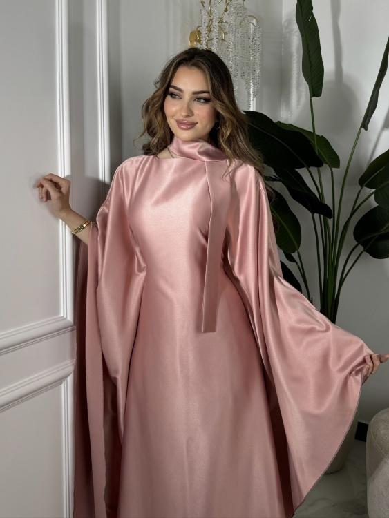 جلابية ملاك (حجز) (pink)Batwing Sleeve Long Dress