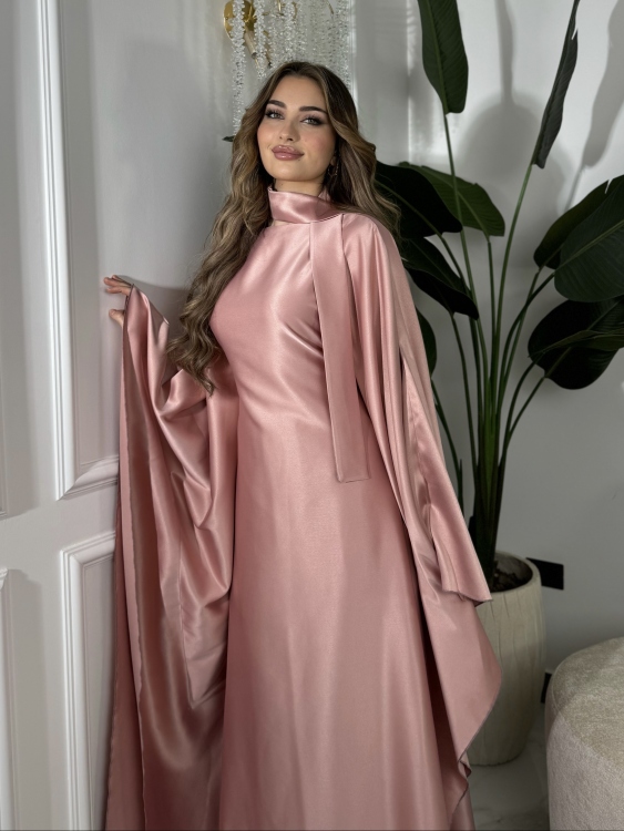 جلابية ملاك (حجز) (pink)Batwing Sleeve Long Dress