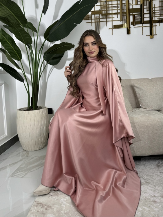 جلابية ملاك (حجز) (pink)Batwing Sleeve Long Dress