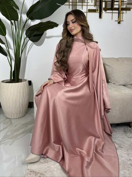 جلابية ملاك (حجز) (pink)Batwing Sleeve Long Dress