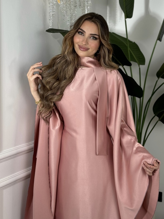 جلابية ملاك (حجز) (pink)Batwing Sleeve Long Dress