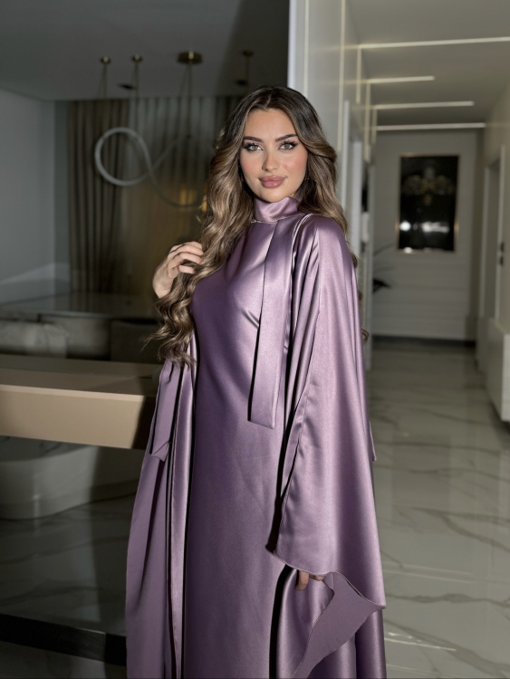 جلابية ملاك (حجز) (purple)Batwing Sleeve Long Dress