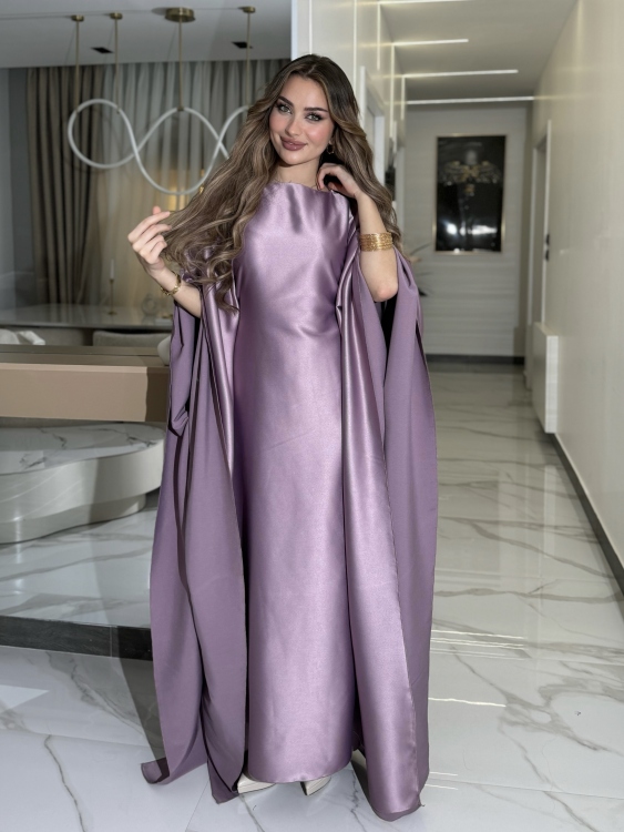 جلابية ملاك (حجز) (purple)Batwing Sleeve Long Dress