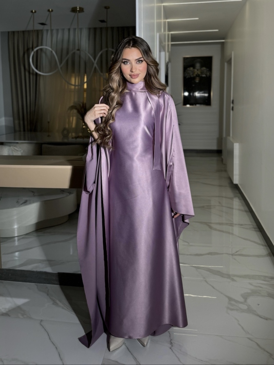 جلابية ملاك (حجز) (purple)Batwing Sleeve Long Dress