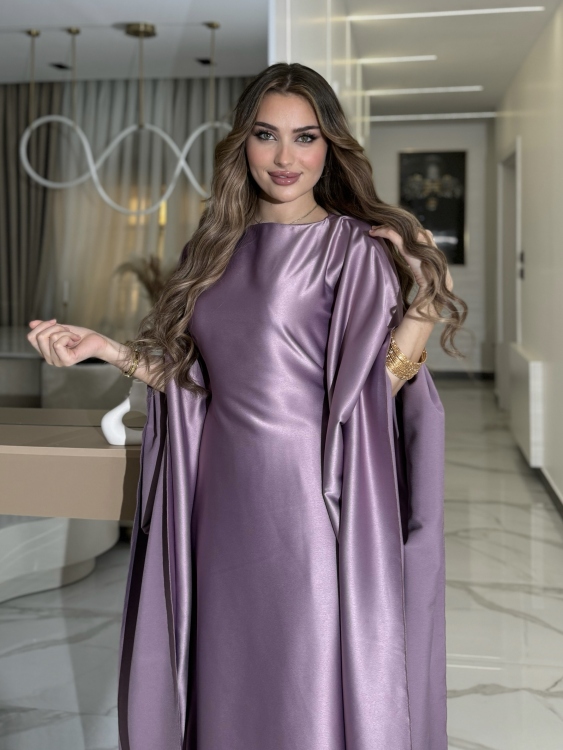 جلابية ملاك (حجز) (purple)Batwing Sleeve Long Dress