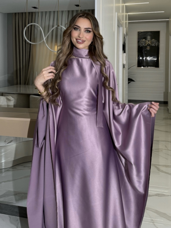 جلابية ملاك (حجز) (purple)Batwing Sleeve Long Dress