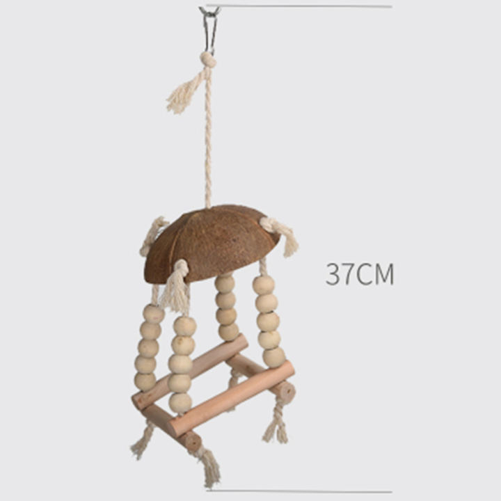 Wooden Coconut Shell Beads Chewing Cage Swing Climb Toys