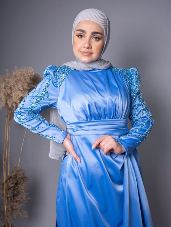فستان تركي ازرق