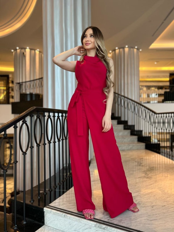 Wrap Tie Side Solid Jumpsuit