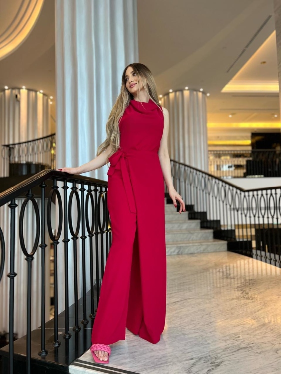 Wrap Tie Side Solid Jumpsuit