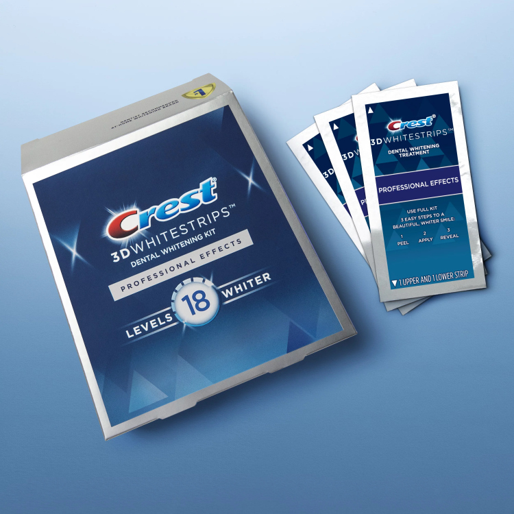 لاصقات كرست لتبيض الأسنان (نصف ساعه)crest 3d white strips professional effects