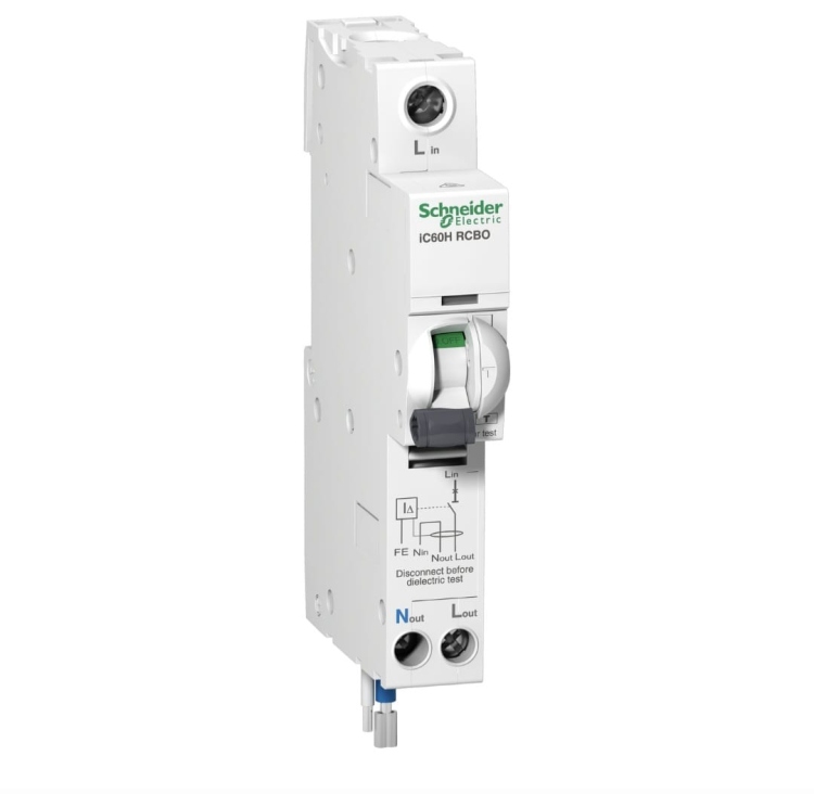 قاطع للحماية من التسرب الكهربائي مزود بحماية مدمجة من التيار الزائد شنايدر Acti9 iC60 RCBO