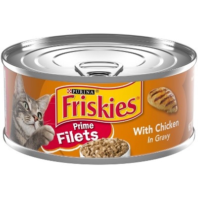 Friskies wet food in gravy with chicken(filets)