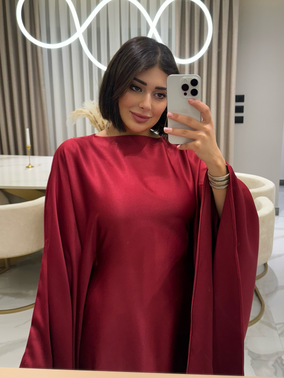 جلابية ملاك (خمري)(حجز) Batwing Sleeve Long Dress