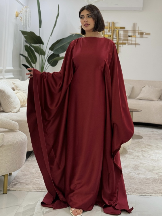 جلابية ملاك (خمري)(حجز) Batwing Sleeve Long Dress