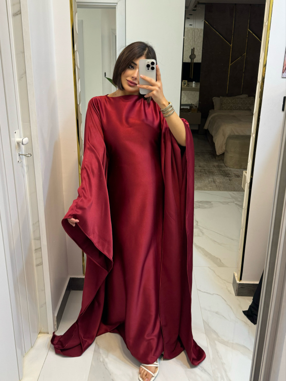 جلابية ملاك (خمري)(حجز) Batwing Sleeve Long Dress