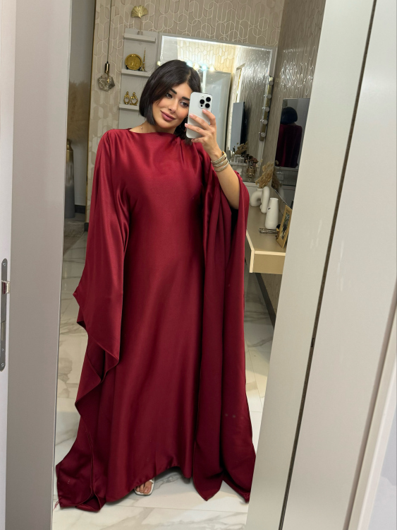 جلابية ملاك (خمري)(حجز) Batwing Sleeve Long Dress