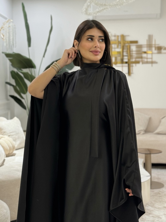 جلابية ملاك (black)( )Batwing Sleeve Long Dress