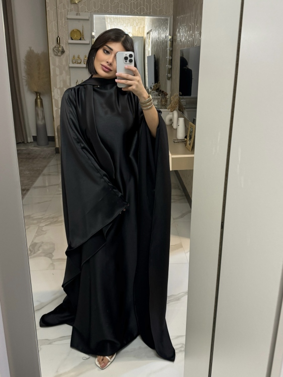 جلابية ملاك (black)( )Batwing Sleeve Long Dress