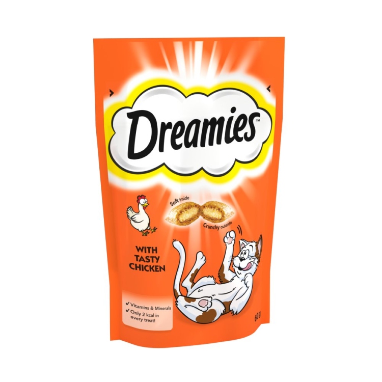 dreamies cat treat with chicken flavor